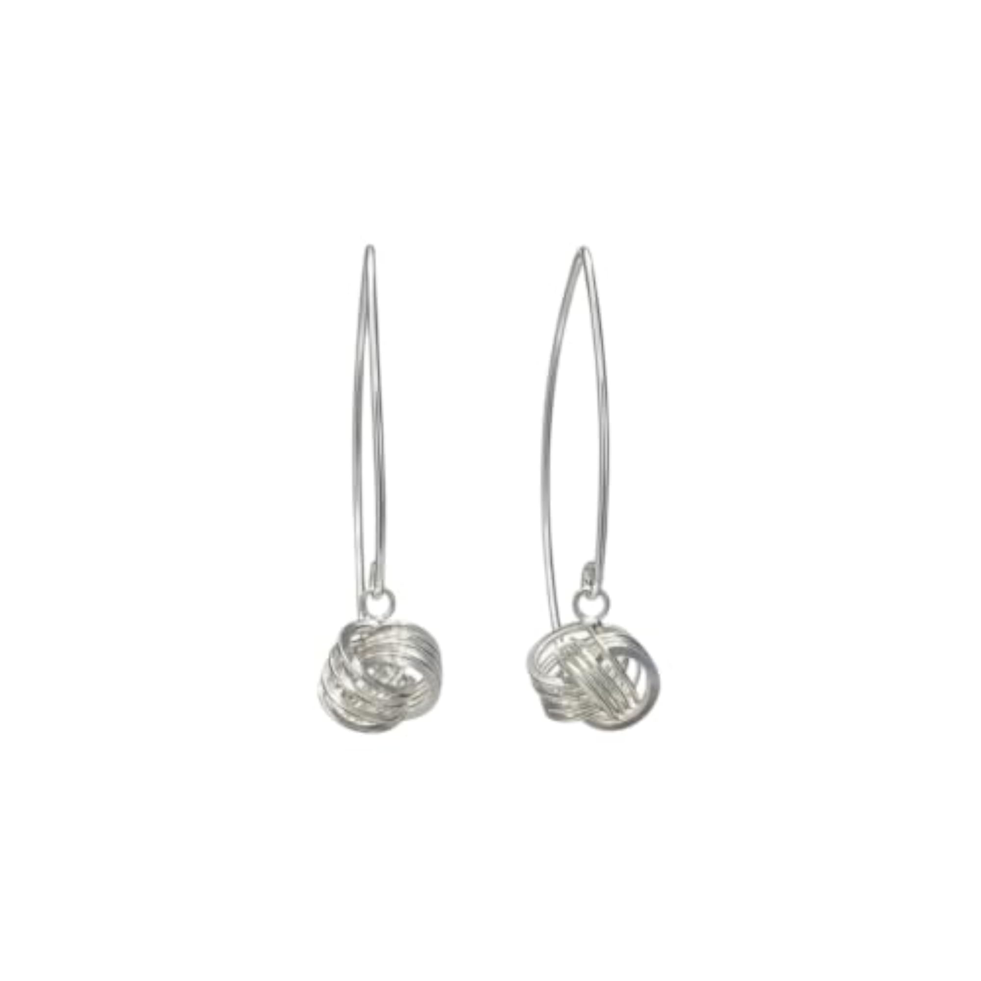 Women's Silver Orbit Knot Drop Earrings